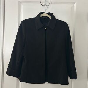 Premise Studio Black Open Front Jacket | Size 2P | Classic Minimal Blazer